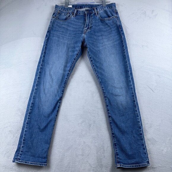 GAP Athletic Taper Jeans Denim Stretch Mid Rise Five-Pocket Mens Blue Size 30/30 - Picture 1 of 11